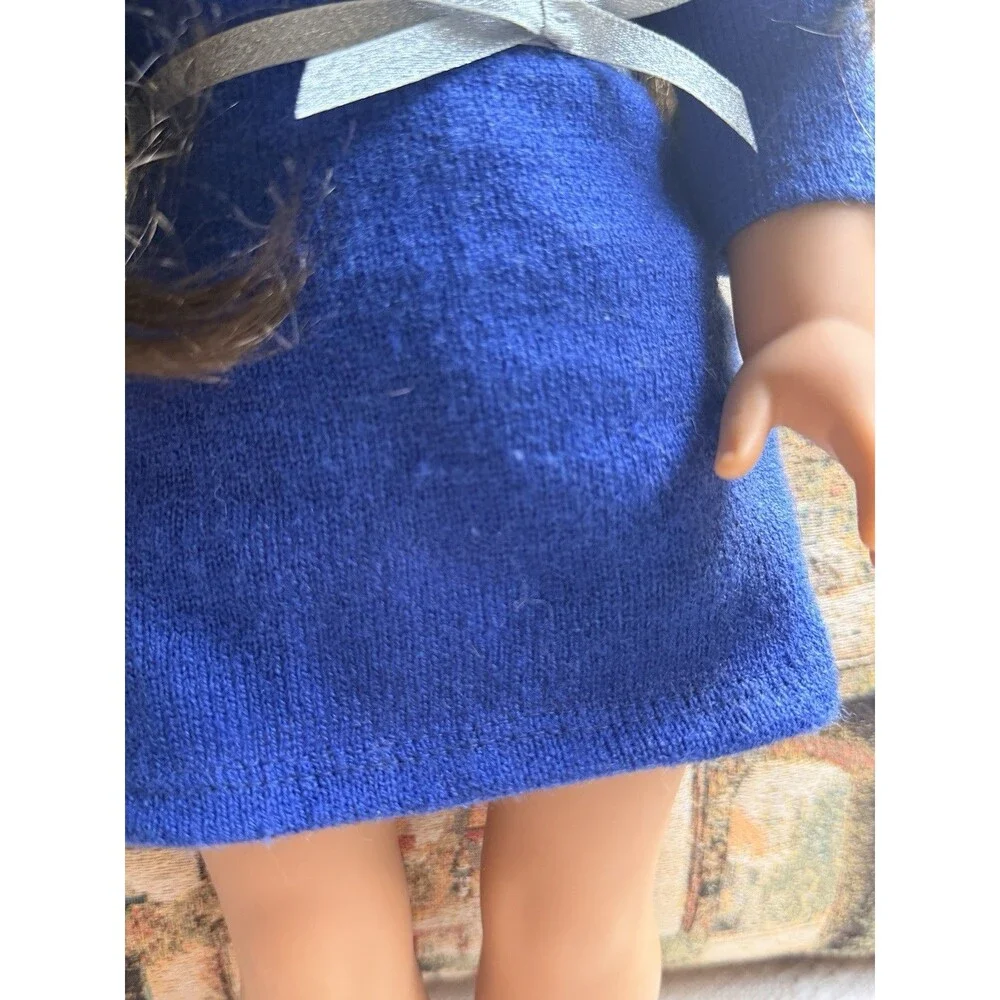 American Girl Truly Me Doll Brunette Green Eyes Freckles 18” Blue Dress AS IS